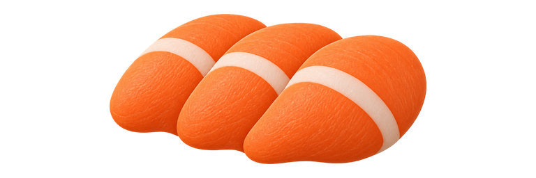 Three-piece salmon sashimi